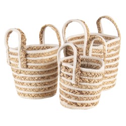 Clayre & Eef Cesto per riporre set di 3 Ø21x20 cm Beige Marrone  Zostera Rotondo