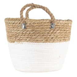 Clayre & Eef Storage Basket Set of 3 Ø 24 Ø 22 Ø 17 cm Brown White Seagrass Round