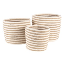 Clayre & Eef Opbergmand Set van 3  Ø 26 Ø 26 Ø 19 cm Beige Bruin Zeegras Rond