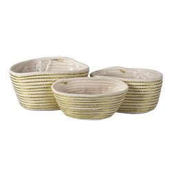 Clayre & Eef Panier de rangement set de 3 Ø 26 Ø 23 Ø 20 cm Blanc Corde Ovale