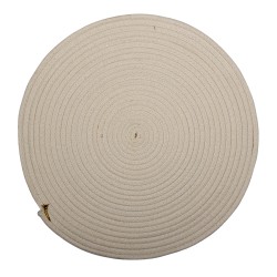 Clayre & Eef Set de table en oiser Ø 51x1 cm Blanc Jaune Jute Rond Cercle