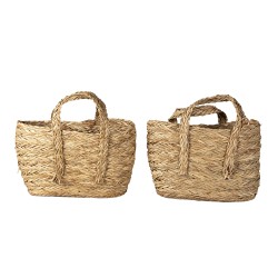 Clayre & Eef Panier de rangement set de 2 Ø 31 Ø 29 cm Marron Paille Ovale