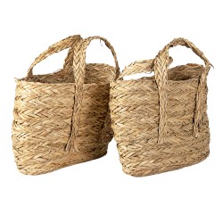 Clayre & Eef Panier de rangement set de 2 Ø 31 Ø 29 cm Marron Paille Ovale