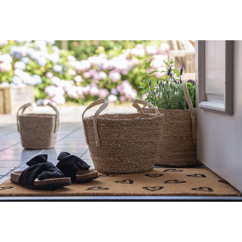 Clayre & Eef Storage Basket Set of 3 Ø 27 Ø 23 Ø 20 cm Brown Straw Square