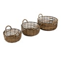 Clayre & Eef Opbergmand Set van 3  Ø 39 Ø 34 Ø 29 cm Bruin Rotan Ijzer