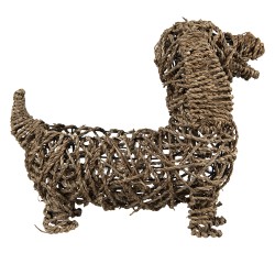 Clayre & Eef Beeld Hond 32x17x30 cm Bruin Rotan