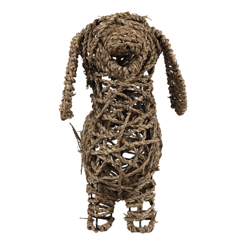 Clayre & Eef Beeld Hond 32x17x30 cm Bruin Rotan