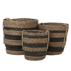 Clayre & Eef Opbergmand Set van 3  Ø 33x33 cm Bruin Zeegras Rond