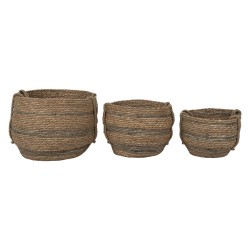 Clayre & Eef Aufbewahrungskorb 3er Set Ø 38x32 cm Braun Seegras Rund