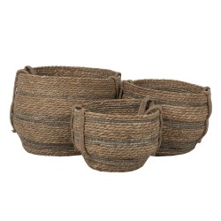 Clayre & Eef Opbergmand Set van 3  Ø 38x32 cm Bruin Zeegras Rond