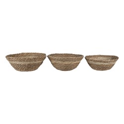 Clayre & Eef Panier de rangement set de 3 Ø 25x10 cm Marron Zostère Rond