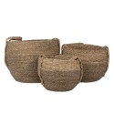 Clayre & Eef Storage Basket Set of 3 Ø 38x31 cm Brown Seagrass Round