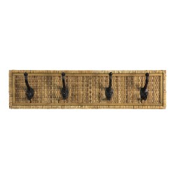 Clayre & Eef Wall Coat Rack 4 Hooks 62x9x15 cm Brown Rattan