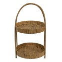 Clayre & Eef 2-stöckige Etagere Ø 30x54 cm Braun Rattan Rund