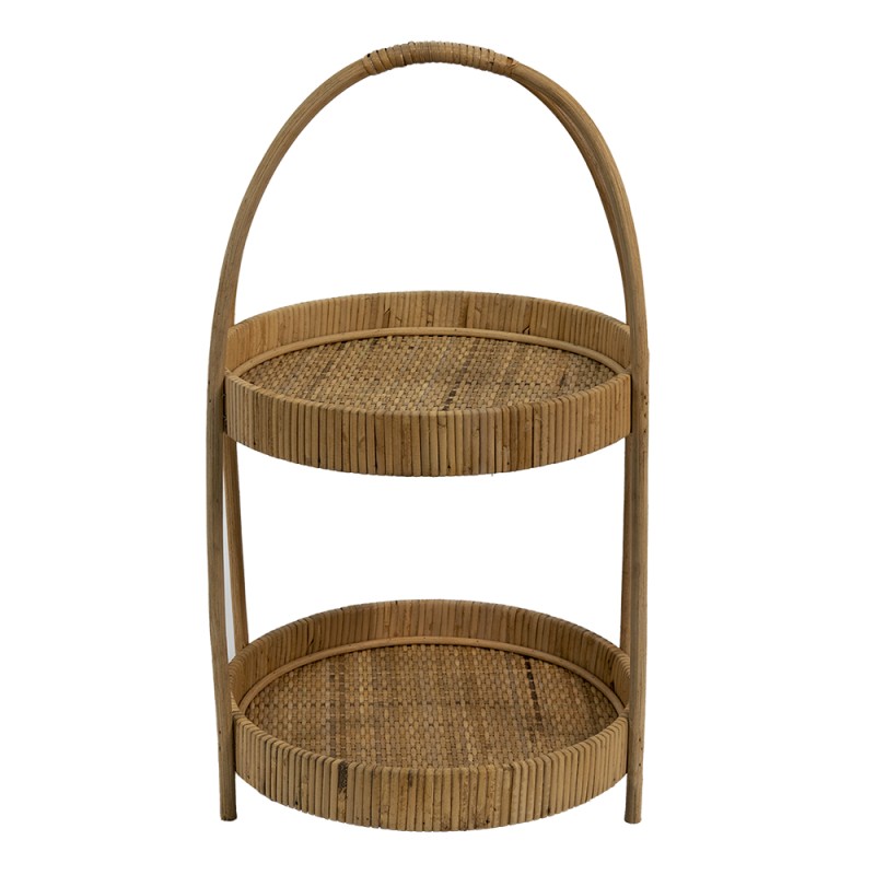 Clayre & Eef 2-stöckige Etagere Ø 30x54 cm Braun Rattan Rund