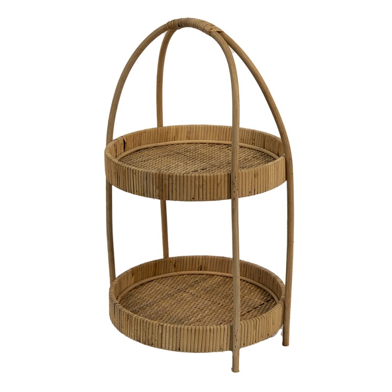 Clayre & Eef 2-stöckige Etagere Ø 30x54 cm Braun Rattan Rund