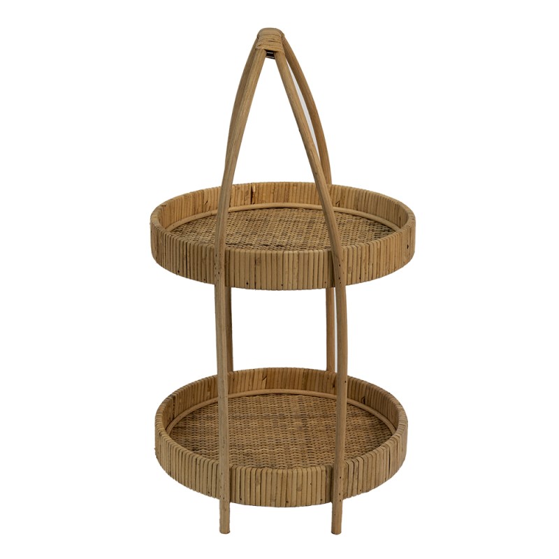 Clayre & Eef 2-stöckige Etagere Ø 30x54 cm Braun Rattan Rund