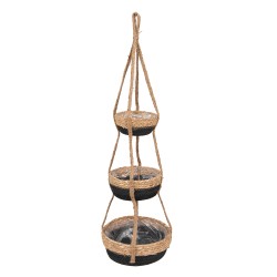 Clayre & Eef Suspension de plantes Ø 24x83 cm Marron Noir Zostère Rond