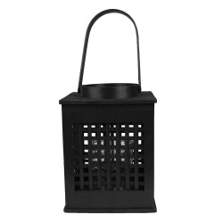 Clayre & Eef Wind Light 19x19x25 cm Black Bamboo Square