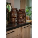 Clayre & Eef Windlicht  Ø 25x35 cm Bruin Hout Glas Rond