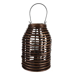 Clayre & Eef Wind Light Ø 22x32 cm Brown Wood Glass Round