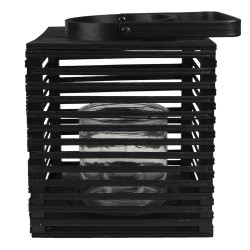 Clayre & Eef Wind Light 21x21x25 cm Black Bamboo Square