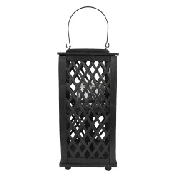 Clayre & Eef Windlicht 19x19x40 cm Schwarz Bambus Rechteck