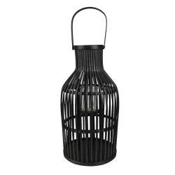 Clayre & Eef Wind Light Ø 23x39 cm Black Bamboo Round