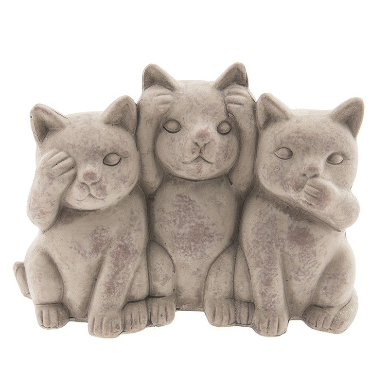 Clayre & Eef Decoration Cat 22x10x16 cm Grey Terracotta