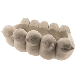 Clayre & Eef Bloempot  31x19x11 cm Grijs Aardewerk Rechthoek Vogels