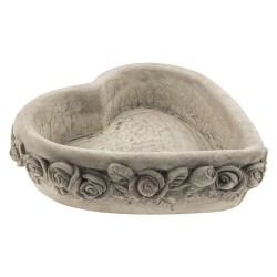 Clayre & Eef Planter 27x27x9 cm Grey Pottery Heart-Shaped Roses