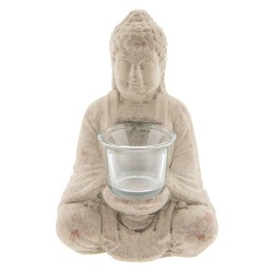 Clayre & Eef Portacandela Buddha 13x11x21 cm Beige Terracotta