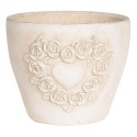 Clayre & Eef Planter 17x17x15 cm White Terracotta Round Roses