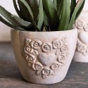 Clayre & Eef Bloempot  17x17x15 cm Wit Terracotta Rond Rozen