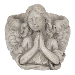 Clayre & Eef Planter Angel 16x13x12 cm Grey Stone Round