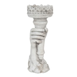 Clayre & Eef Candelabro 13x11x33 cm Grigio Pietra Mano