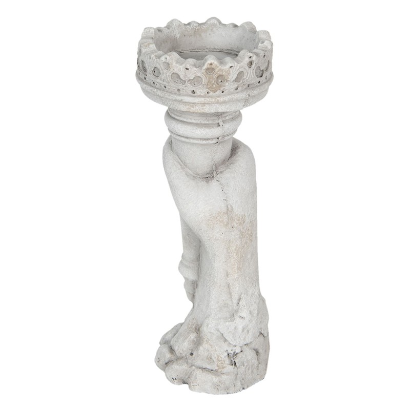 Clayre & Eef Candelabro 12x10x27 cm Grigio Pietra Mano