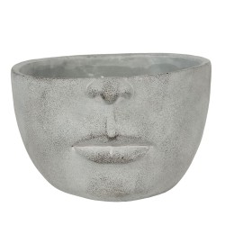 Clayre & Eef Blumentopf 24x23x15 cm Grau Stein Rund Gesicht