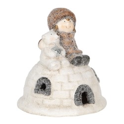 Clayre & Eef Figurine Igloo 14x14x16 cm White Brown Terracotta