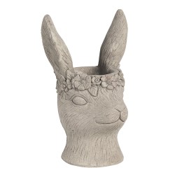 Clayre & Eef Pot de fleurs 16x15x26 cm Gris Pierre Rond Lapin