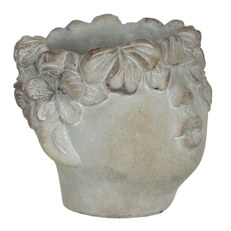 Clayre & Eef Bloempot  16x15x13 cm Grijs Steen