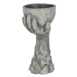 Clayre & Eef Bloempot Hand 18x16x36 cm Grijs Steen