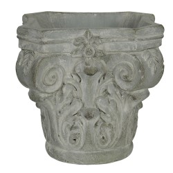 Clayre & Eef Bloempot  17x17x16 cm Grijs Groen Steen Vierkant