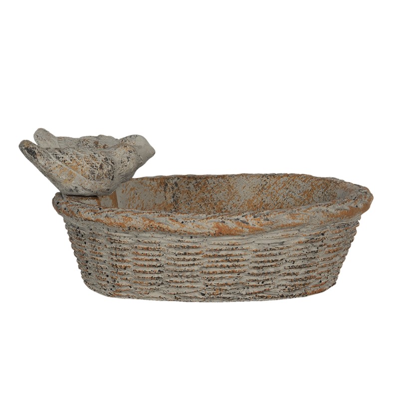 Clayre & Eef Vaschetta per l'alimentazione degli uccelli 24x19x11 cm Grigio Pietra Ovale