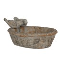 Clayre & Eef Vaschetta per l'alimentazione degli uccelli 24x19x11 cm Grigio Pietra Ovale