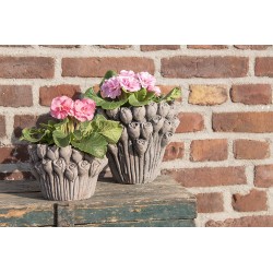 Clayre & Eef Blumentopf Ø 23x21 cm Grau Stein Rund Blumen