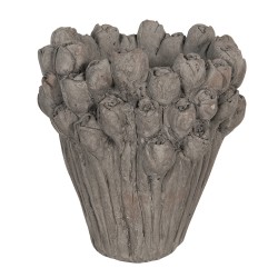 Clayre & Eef Blumentopf Ø 23x25 cm Grau Stein Rund Blumen