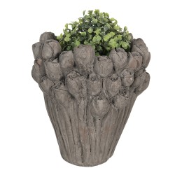 Clayre & Eef Blumentopf Ø 23x25 cm Grau Stein Rund Blumen