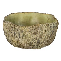 Clayre & Eef Planter 22x21x11 cm Green Stone Round