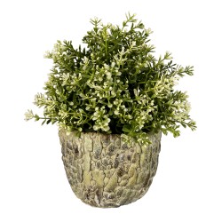 Clayre & Eef Planter Ø 13x11 cm Green Stone Round